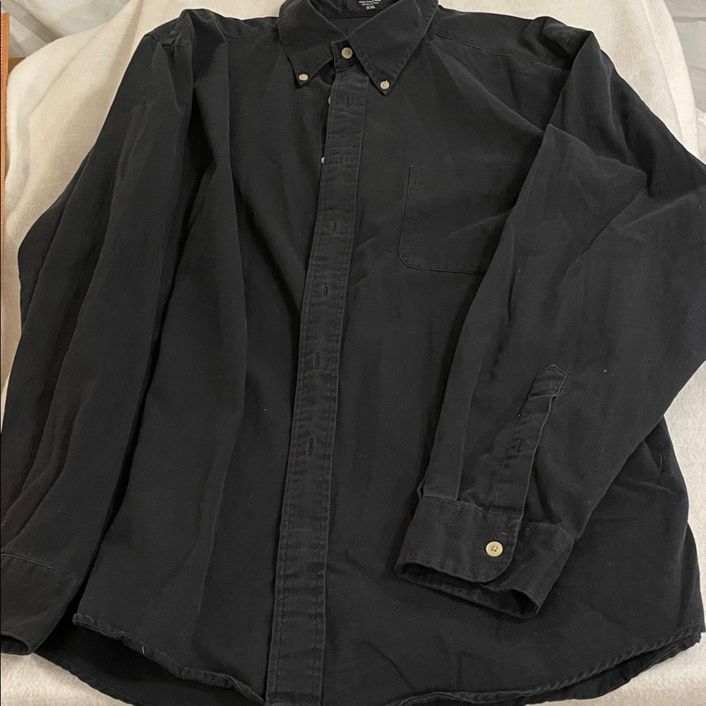 Nautica Black Long-Sleeve Button-Down Shirt